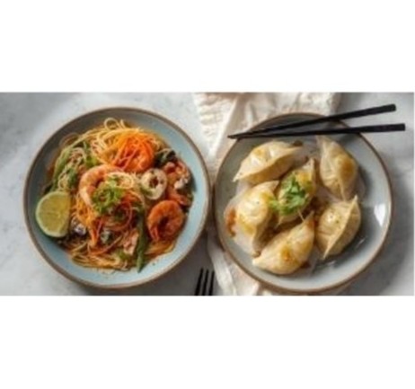 海鮮冷やし中華と焼売
